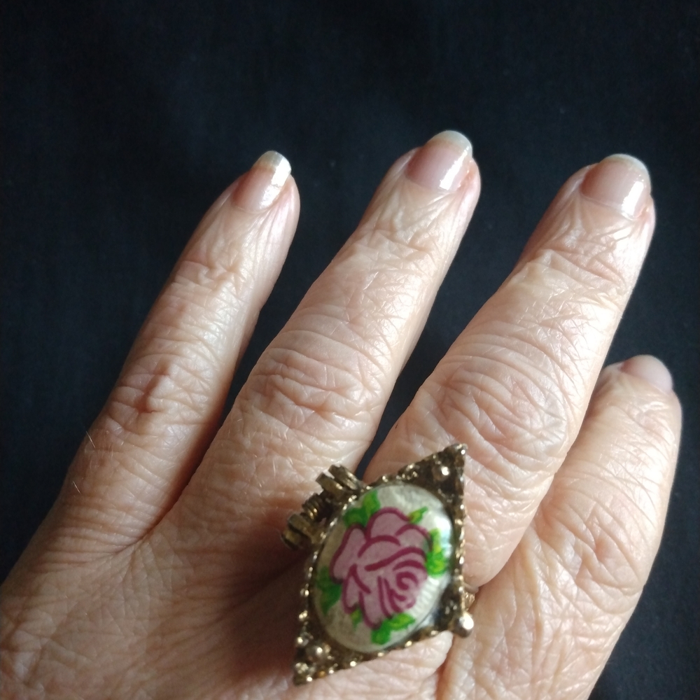 Gold and Pink Rose Ring